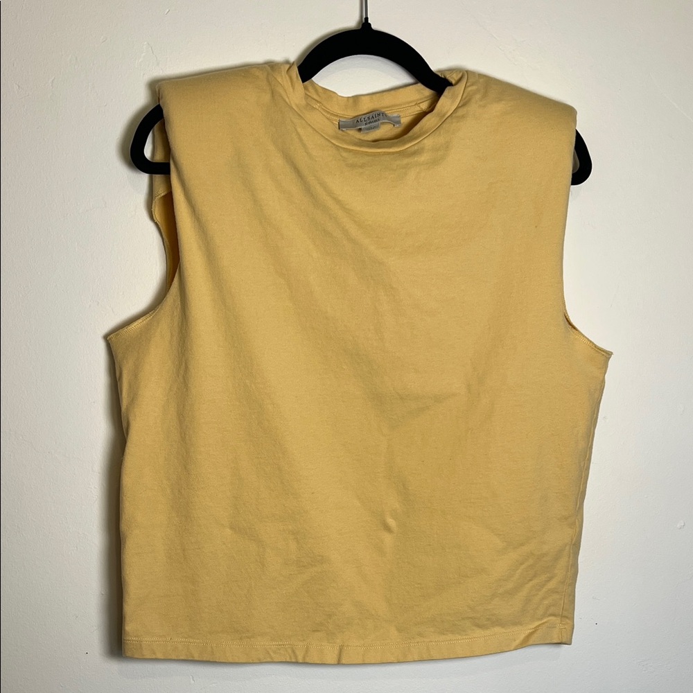 All Saints Yellow Muscle Tee Top size small